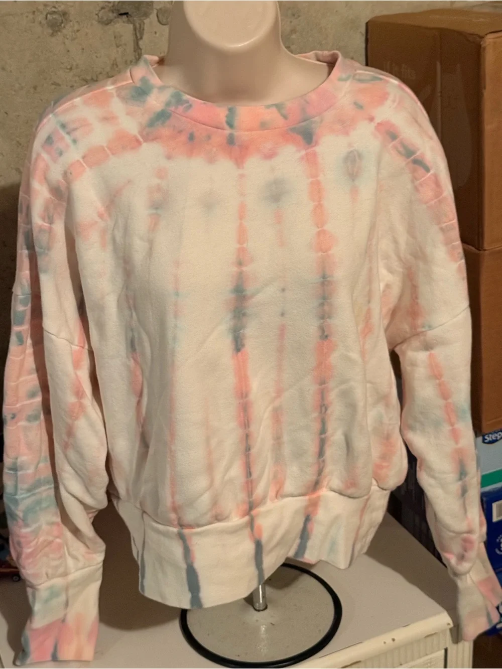 Old Navy Pastel Pink and Light Blue Tie-Dye Sweatshirt